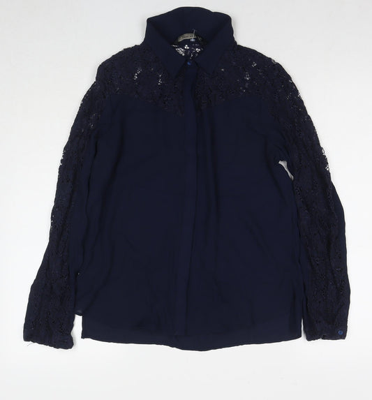 Womens UK Size M Zara Blue Basic Button-Up