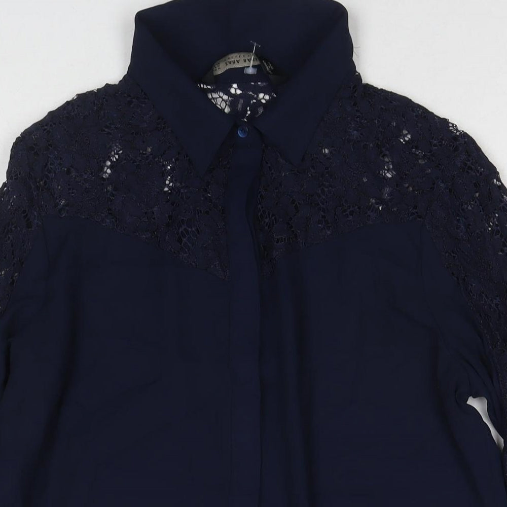 Womens UK Size M Zara Blue Basic Button-Up