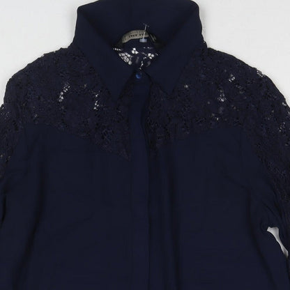 Womens UK Size M Zara Blue Basic Button-Up