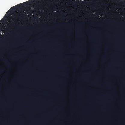 Womens UK Size M Zara Blue Basic Button-Up