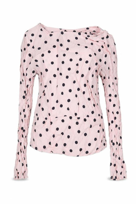 Marks & Spencer Womens Pink Polka Dot Viscose Basic Blouse Size 8 Round Neck