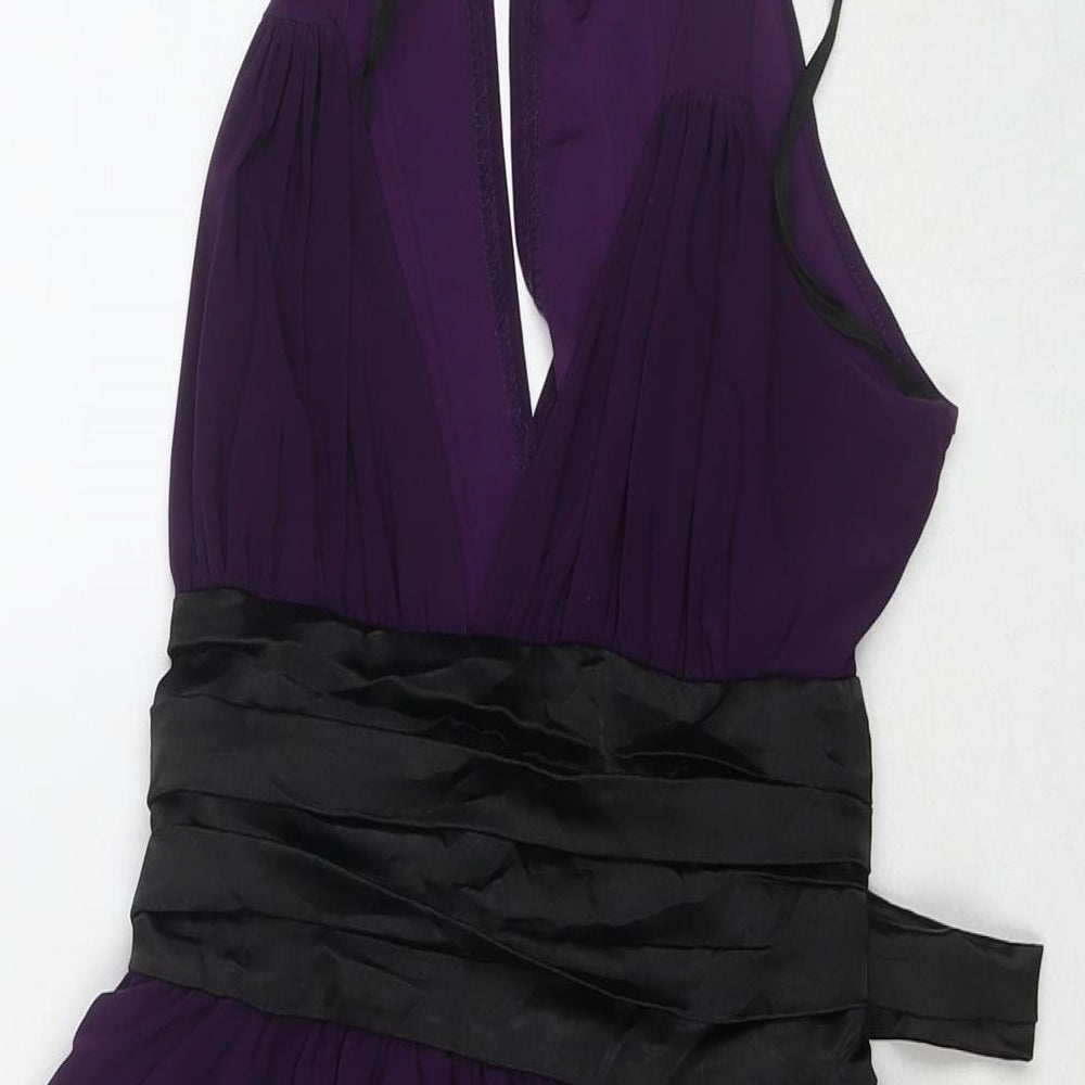 West One Womens Purple Polyester Mini Size 8 V-Neck Pullover