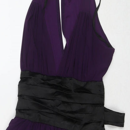 West One Womens Purple Polyester Mini Size 8 V-Neck Pullover