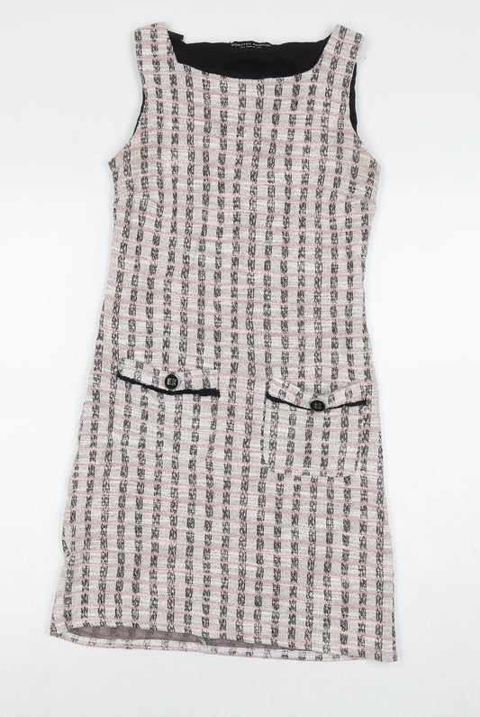 Dorothy Perkins Womens Beige Check Polyester A-Line Size 8 Round Neck Pullover