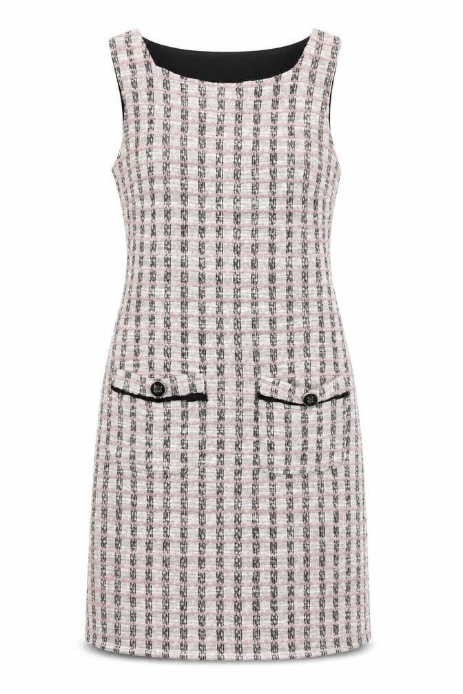 Dorothy Perkins Womens Beige Check Polyester A-Line Size 8 Round Neck Pullover