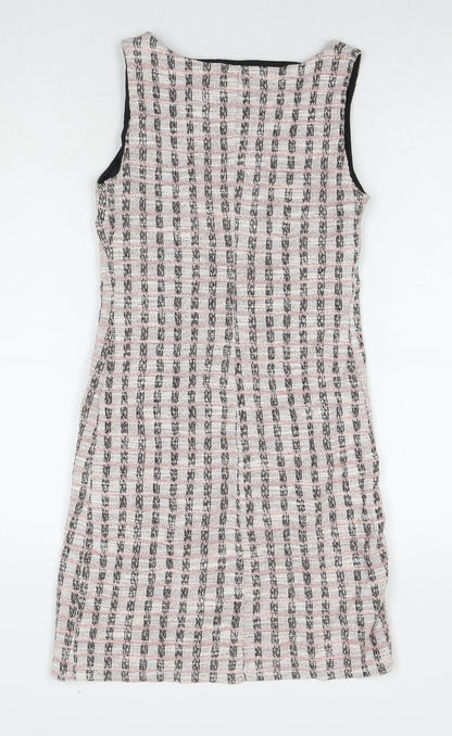 Dorothy Perkins Womens Beige Check Polyester A-Line Size 8 Round Neck Pullover