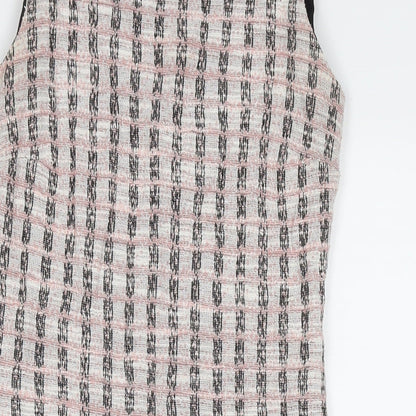Dorothy Perkins Womens Beige Check Polyester A-Line Size 8 Round Neck Pullover