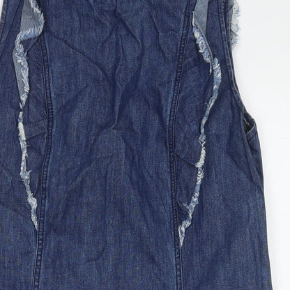 Matalan Womens Blue Cotton Tank Dress Size 14 Round Neck Zip