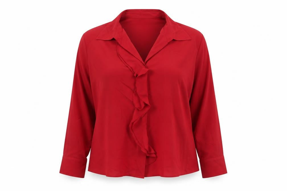 Marks & Spencer Womens Red Polyester Basic Button-Up Size 18 Collared