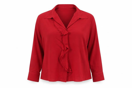 Marks & Spencer Womens Red Polyester Basic Button-Up Size 18 Collared