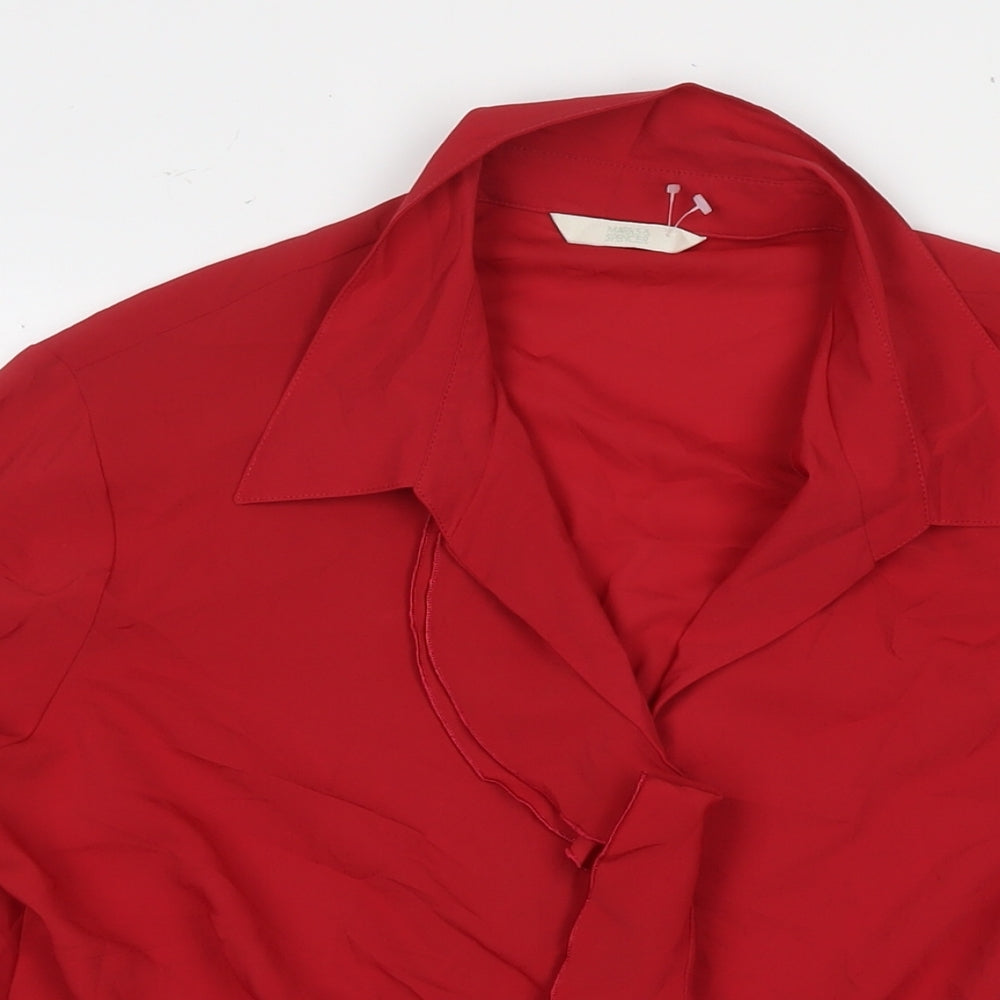 Womens UK Size 18 Marks and Spencer Red Basic Button-Up