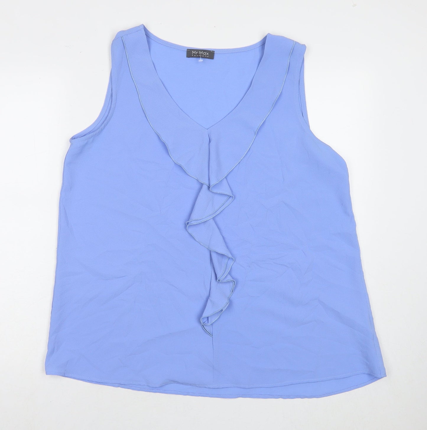 Mr.Max Womens Blue Polyester Basic Tank Size XL V-Neck