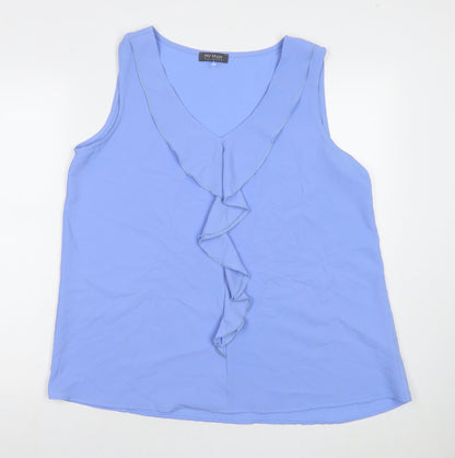 Mr.Max Womens Blue Polyester Basic Tank Size XL V-Neck