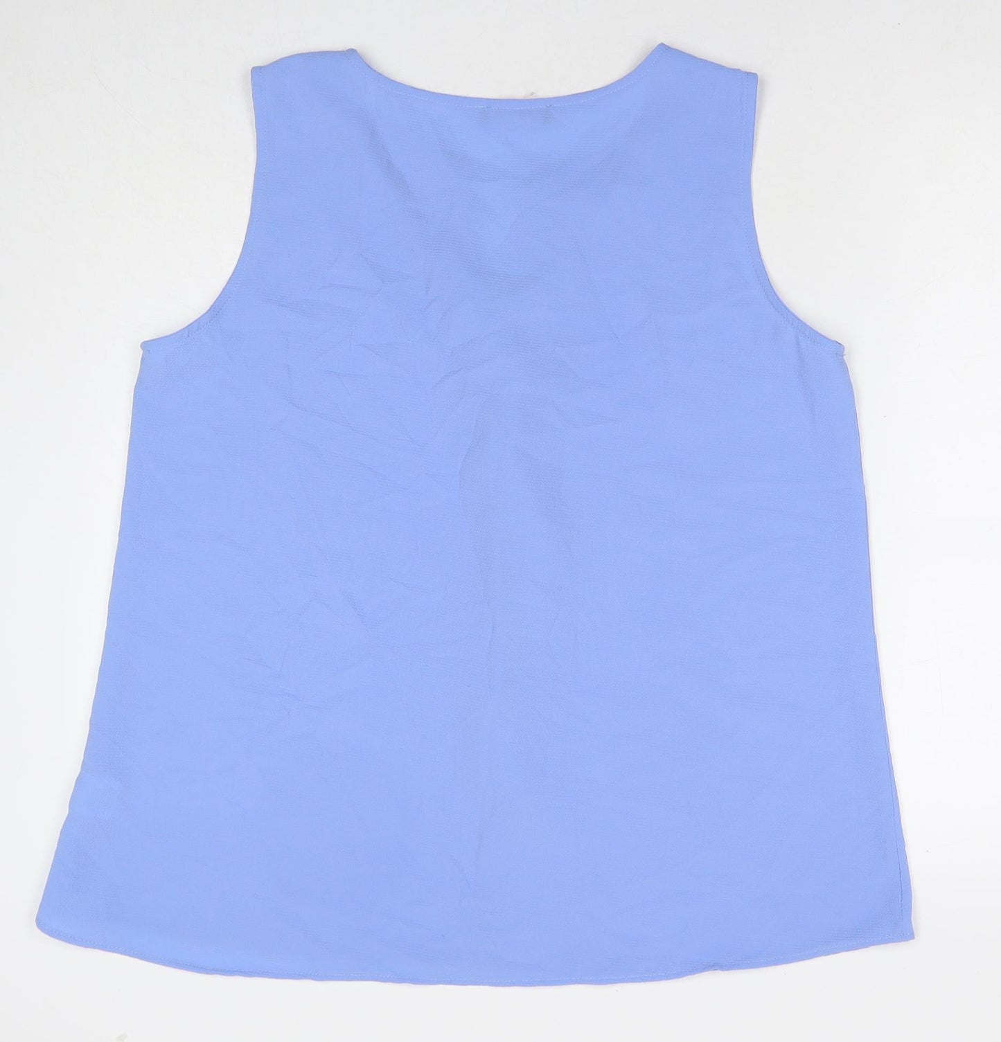 Mr.Max Womens Blue Polyester Basic Tank Size XL V-Neck