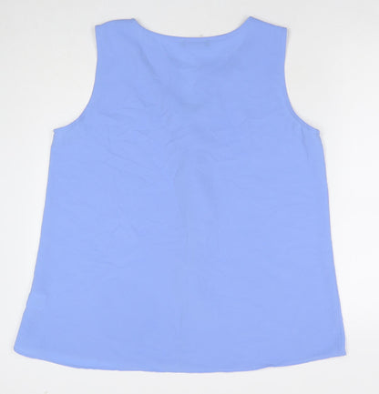 Mr.Max Womens Blue Polyester Basic Tank Size XL V-Neck