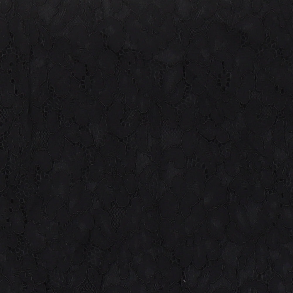 H&M Womens Black Cotton Straight & Pencil Skirt Size 10 Zip - Lace Overlay