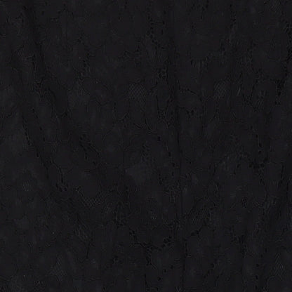 H&M Womens Black Cotton Straight & Pencil Skirt Size 10 Zip - Lace Overlay