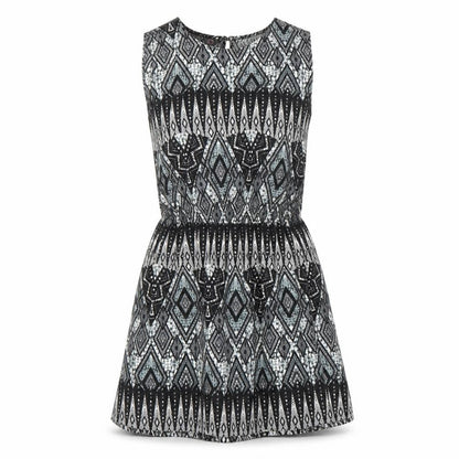 Boohoo Womens Ivory Geometric Polyester A-Line Size 14 Round Neck