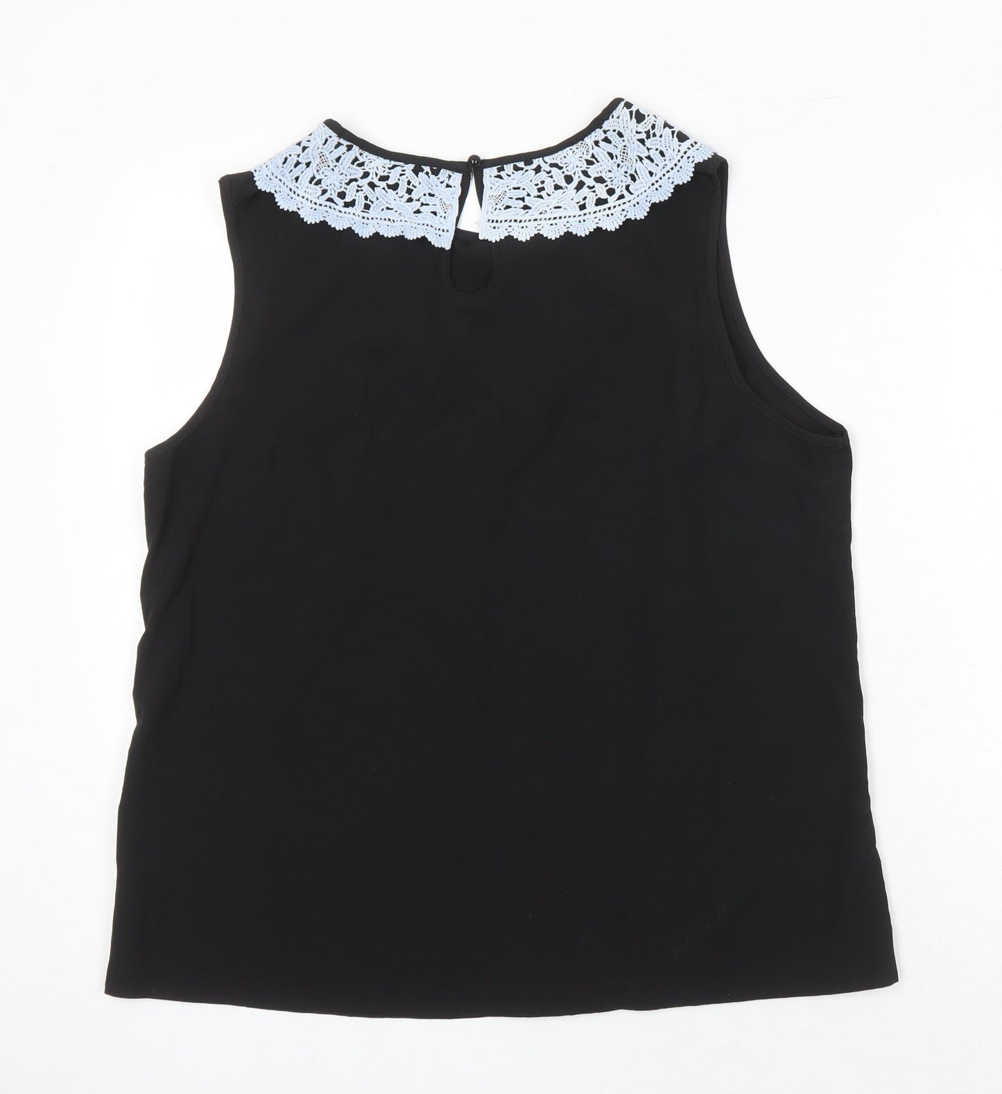 Sason Curve Womens Black Polyester Tunic Blouse Size XL Boat Neck - Lace Collar
