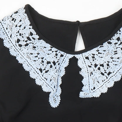 Sason Curve Womens Black Polyester Tunic Blouse Size XL Boat Neck - Lace Collar