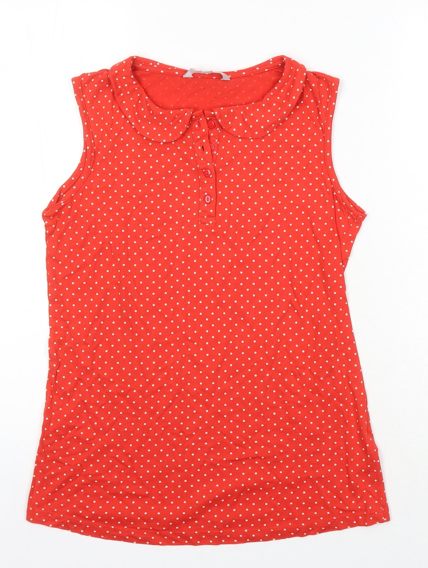 Womens UK Size 10 Red Herring Red Tunic Button-Up