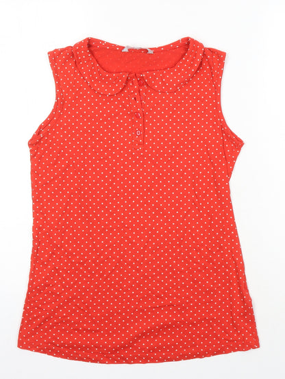 Womens UK Size 10 Red Herring Red Tunic Button-Up