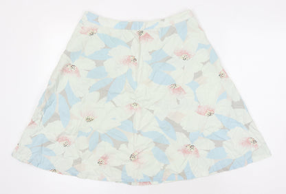 H&M Womens Multicoloured Floral Cotton A-Line Skirt Size 10