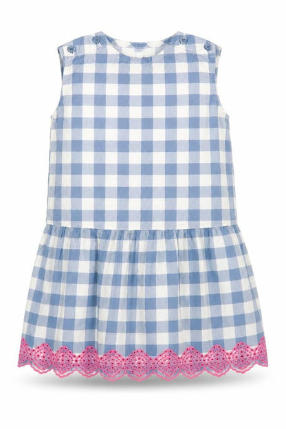 Gap Girls Multicoloured Check Cotton A-Line Size 4 Years Round Neck