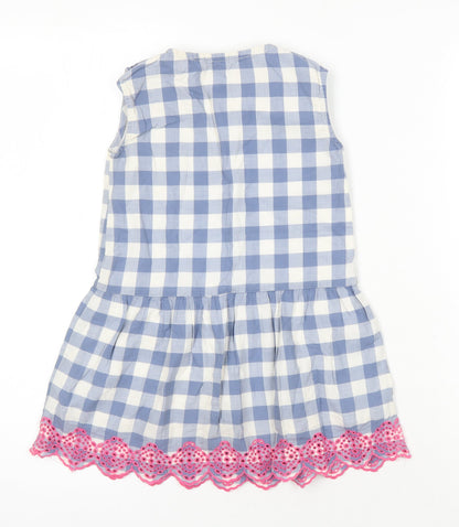 Gap Girls Multicoloured Check Cotton A-Line Size 4 Years Round Neck