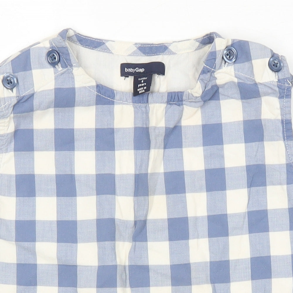 Gap Girls Multicoloured Check Cotton A-Line Size 4 Years Round Neck