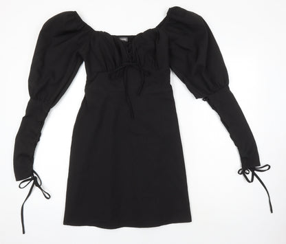 Missguided Womens Black Polyester Shift Size 8 Boat Neck