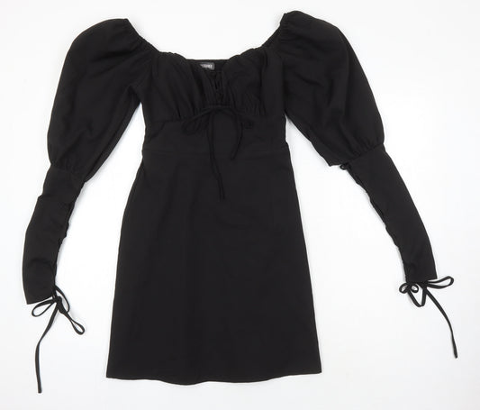 Missguided Womens Black Polyester Shift Size 8 Boat Neck