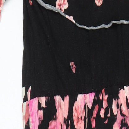 H&M Womens Ivory Floral Viscose Maxi Size M Round Neck