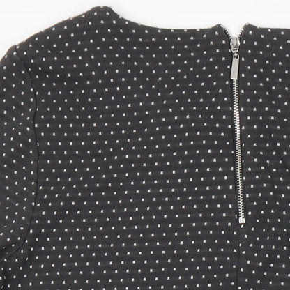 Roman Womens Grey Polka Dot Polyester Sheath Size 14 Boat Neck