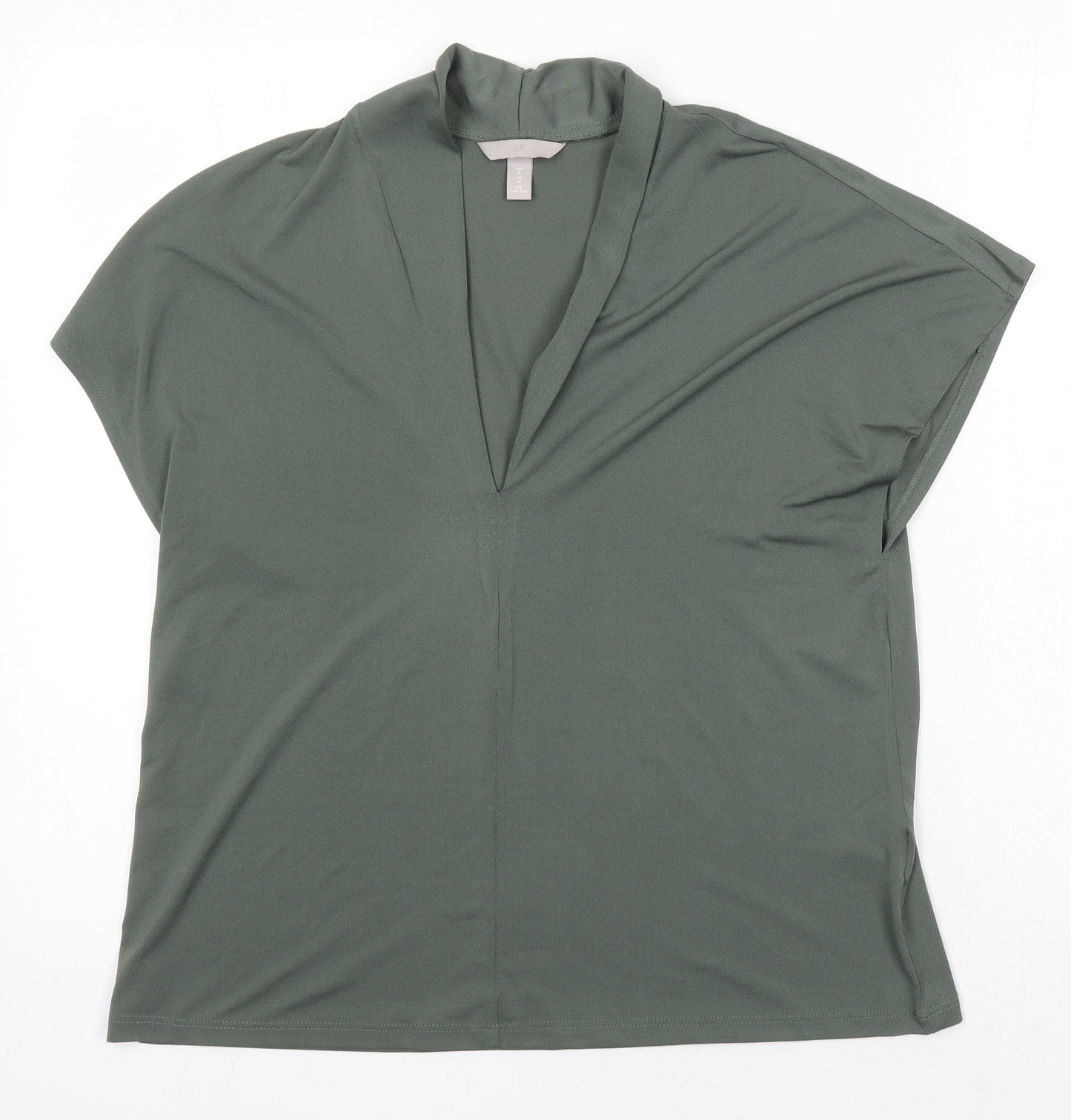 Womens UK Size M H&M Green Tunic Blouse