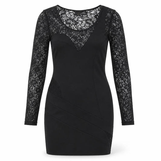House of Derelon Womens Black Polyester Bodycon Size S Scoop Neck