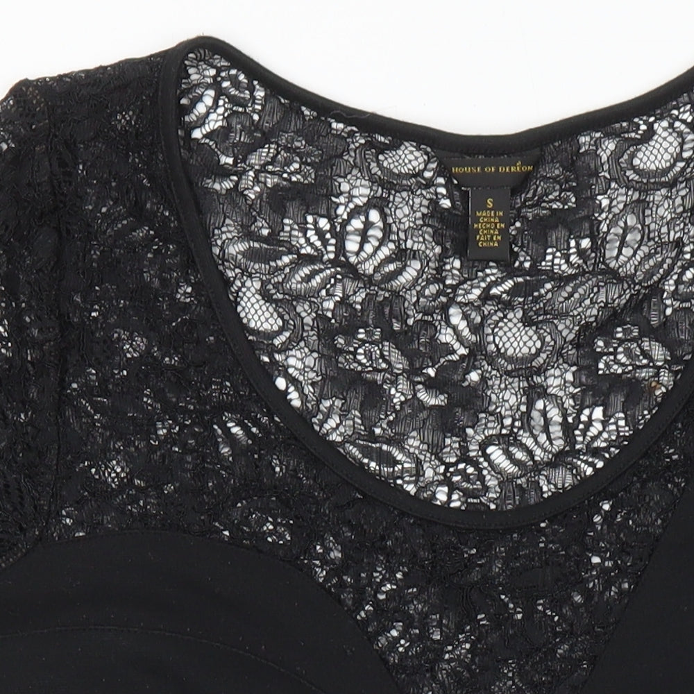 House of Derelon Womens Black Polyester Bodycon Size S Scoop Neck