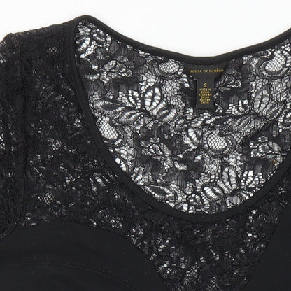 House of Derelon Womens Black Polyester Bodycon Size S Scoop Neck