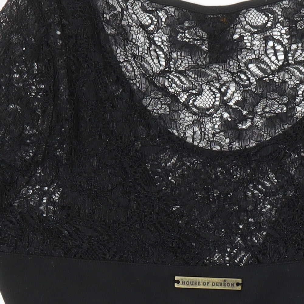 House of Derelon Womens Black Polyester Bodycon Size S Scoop Neck