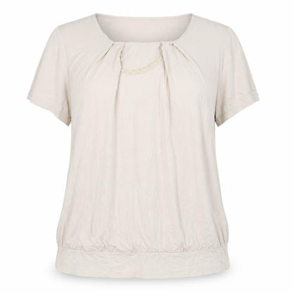 Bonmarché Womens Beige Viscose Tunic Blouse Size 24 Scoop Neck