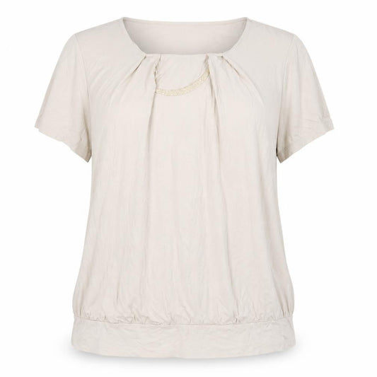 Bonmarché Womens Beige Viscose Tunic Blouse Size 24 Scoop Neck