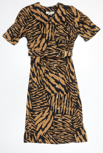 Petra Womens Multicoloured Geometric 100% Cotton Shirt Dress Size 14 V-Neck