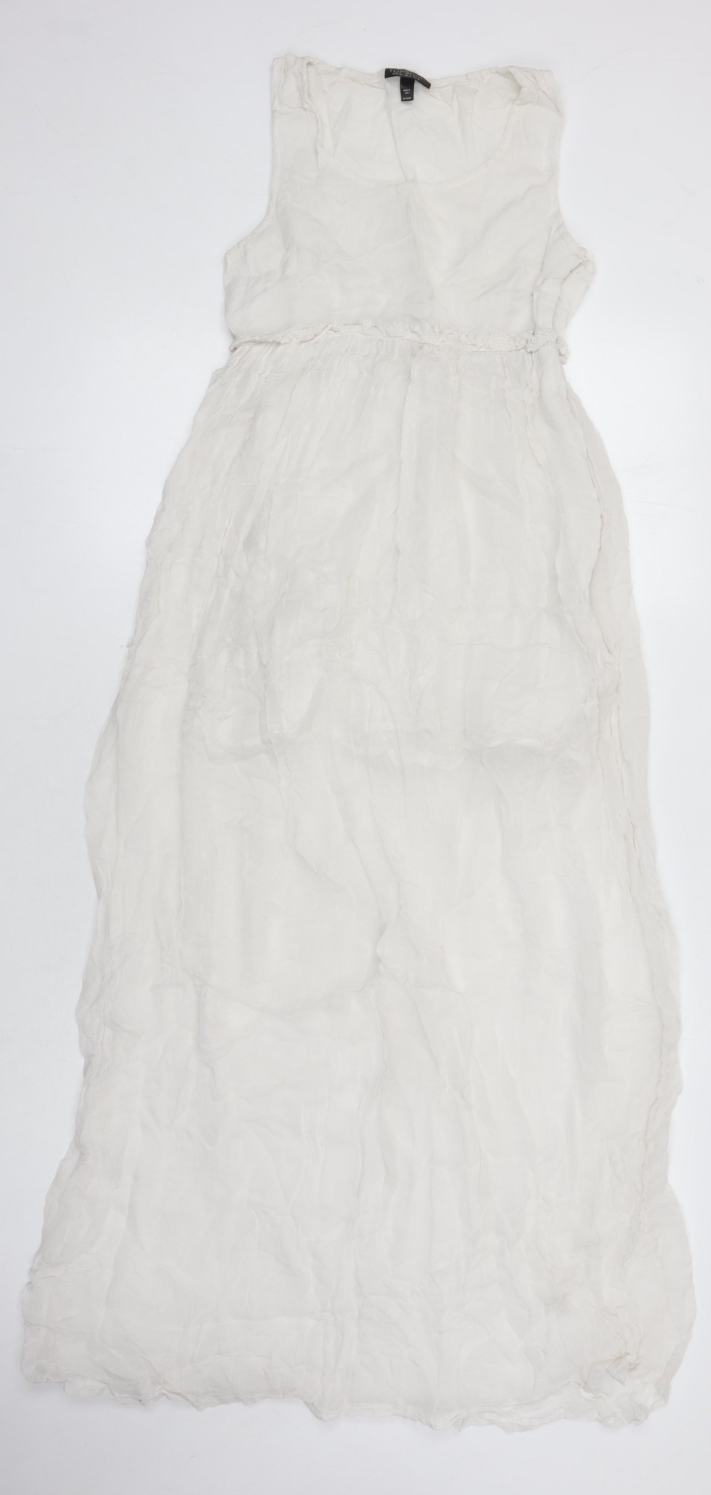 Topshop Womens White Trivinyl Maxi Size 8 Scoop Neck Zip