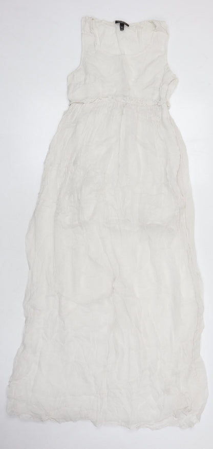 Topshop Womens White Trivinyl Maxi Size 8 Scoop Neck Zip
