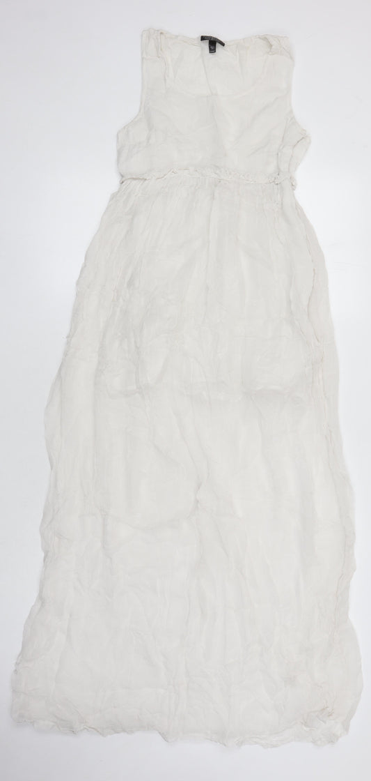 Topshop Womens White Trivinyl Maxi Size 8 Scoop Neck Zip