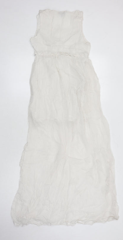 Topshop Womens White Trivinyl Maxi Size 8 Scoop Neck Zip