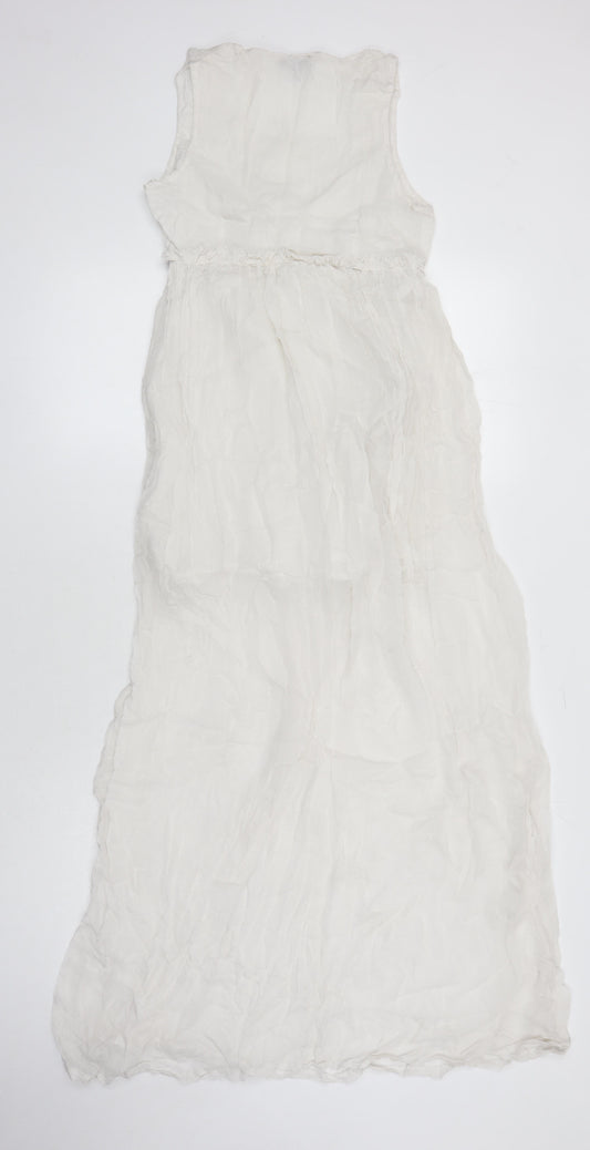 Topshop Womens White Trivinyl Maxi Size 8 Scoop Neck Zip