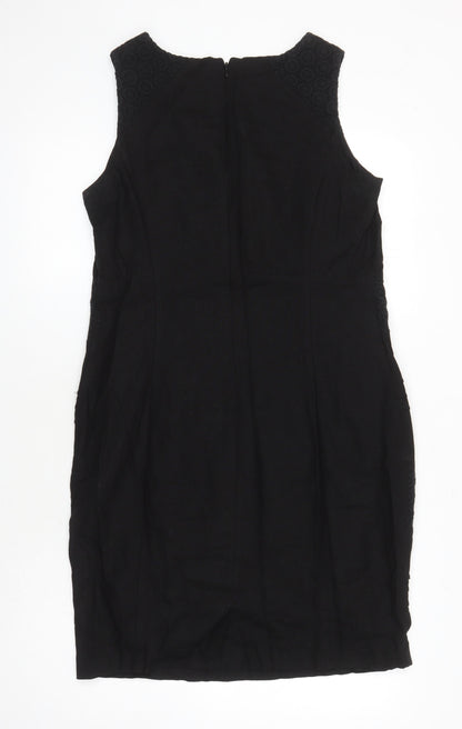 BHS Womens Black Linen Shift Size 14 Round Neck