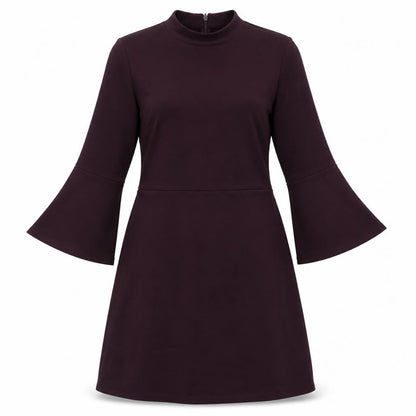 Warehouse Womens Purple Houndstooth Viscose A-Line Size 14 Round Neck