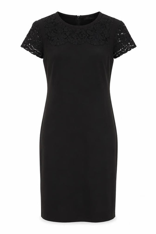 Dahlia Womens Black Viscose Pencil Dress Size XS Round Neck Zip
